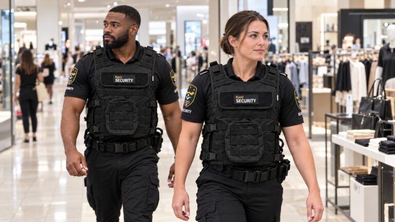 EyeQ security officers patrolling a retail store